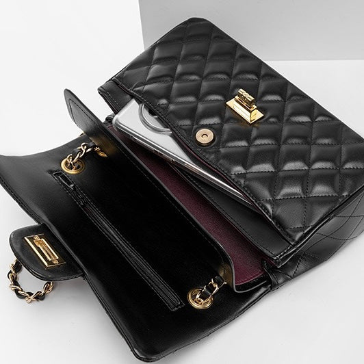 Inspired Quilted Genuine Leather Crossbody Bag for Women