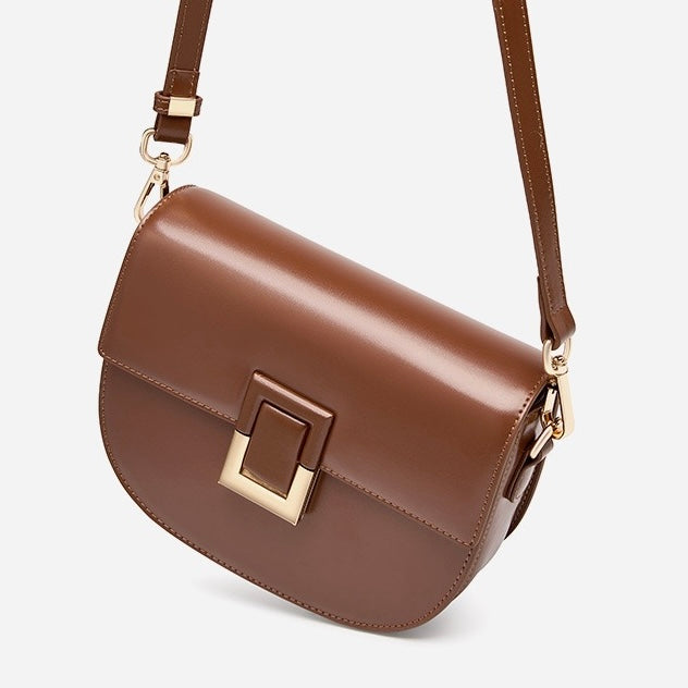 Chic Genuine Leather Saddle Crossbody Bag for Effortless Elegance