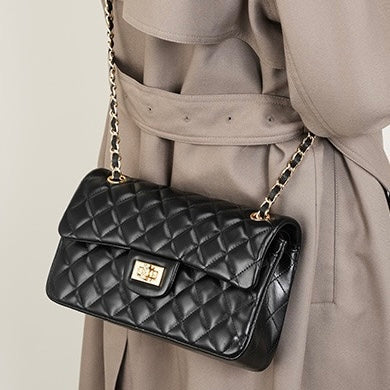 Inspired Quilted Genuine Leather Crossbody Bag for Women