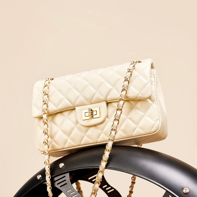 Inspired Quilted Genuine Leather Crossbody Bag for Women