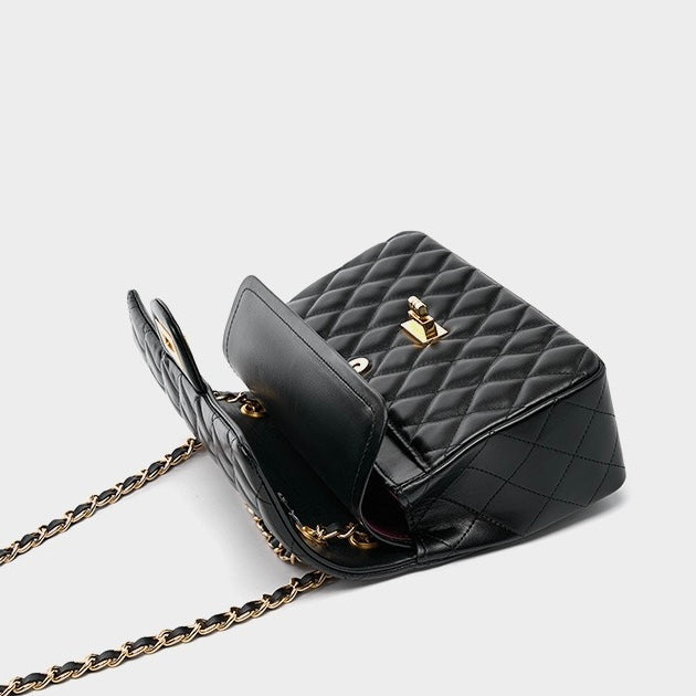 Inspired Quilted Genuine Leather Crossbody Bag for Women