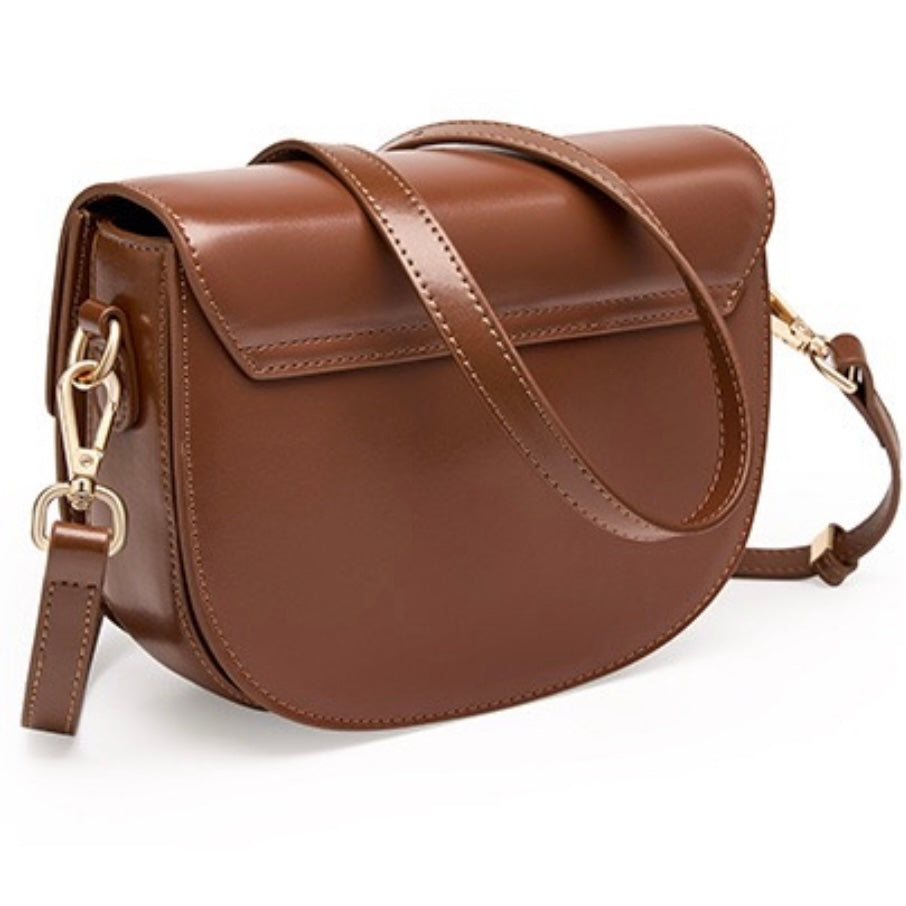 Chic Genuine Leather Saddle Crossbody Bag for Effortless Elegance