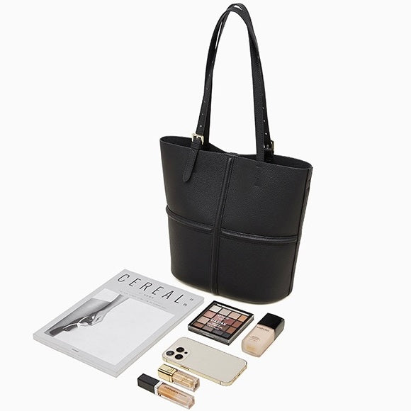 Elegant Leather Commuter Tote Bag with Pouch