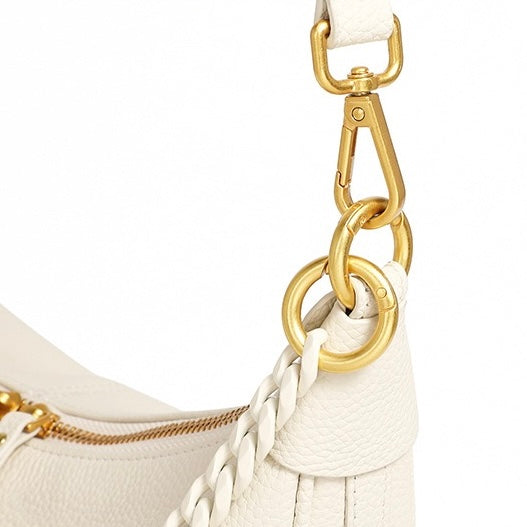 Genuine Leather Baguette Dumpling Bag with Luxe Chain