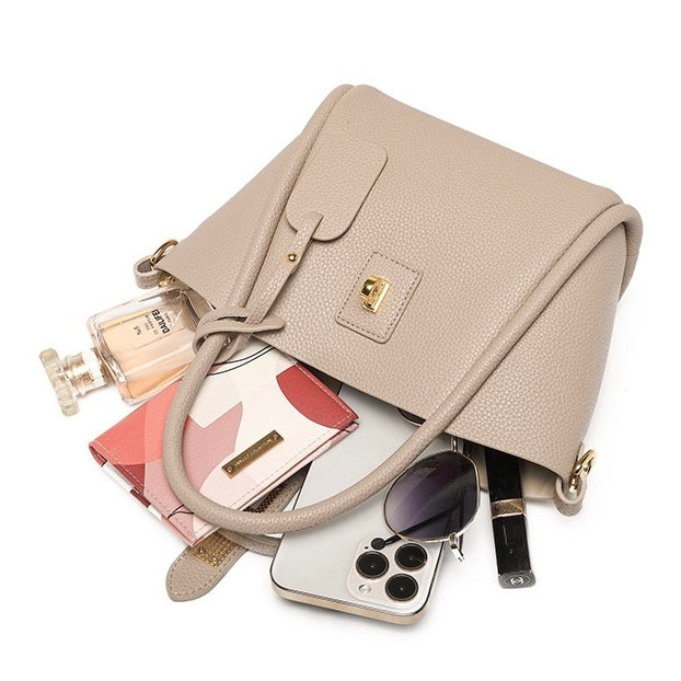 Elegant Genuine Leather Petite Basket Top Handle Bag