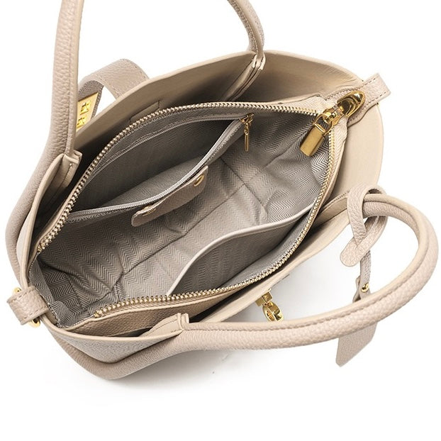 Elegant Genuine Leather Petite Basket Top Handle Bag