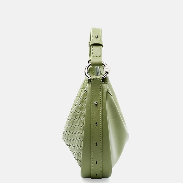 Luxury Handwoven Cowhide Crescent Moon Crossbody Bag