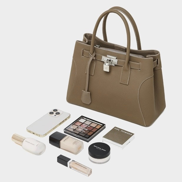 Platinum-Style Genuine Leather Structured Shoulder Tote