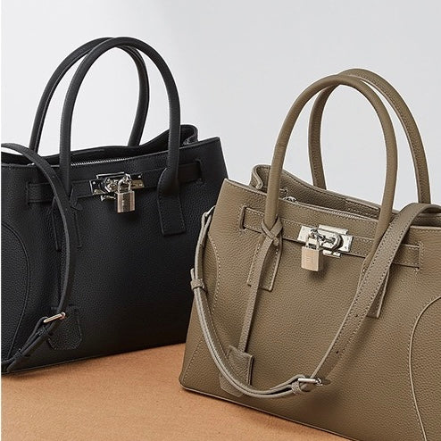 Platinum-Style Genuine Leather Structured Shoulder Tote