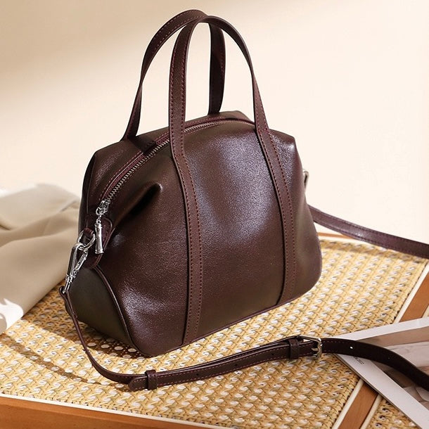 Women’s Luxury Genuine Leather Boston Pillow Bag