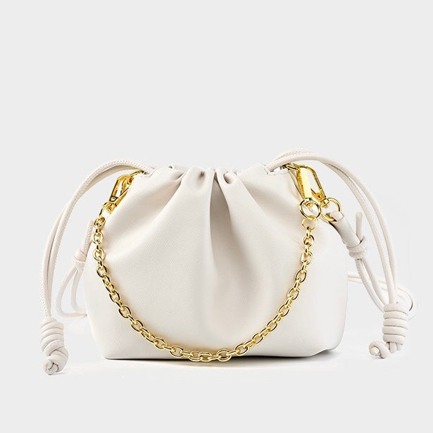 Chic Cloud Bag in Genuine Leather with Detachable Chain