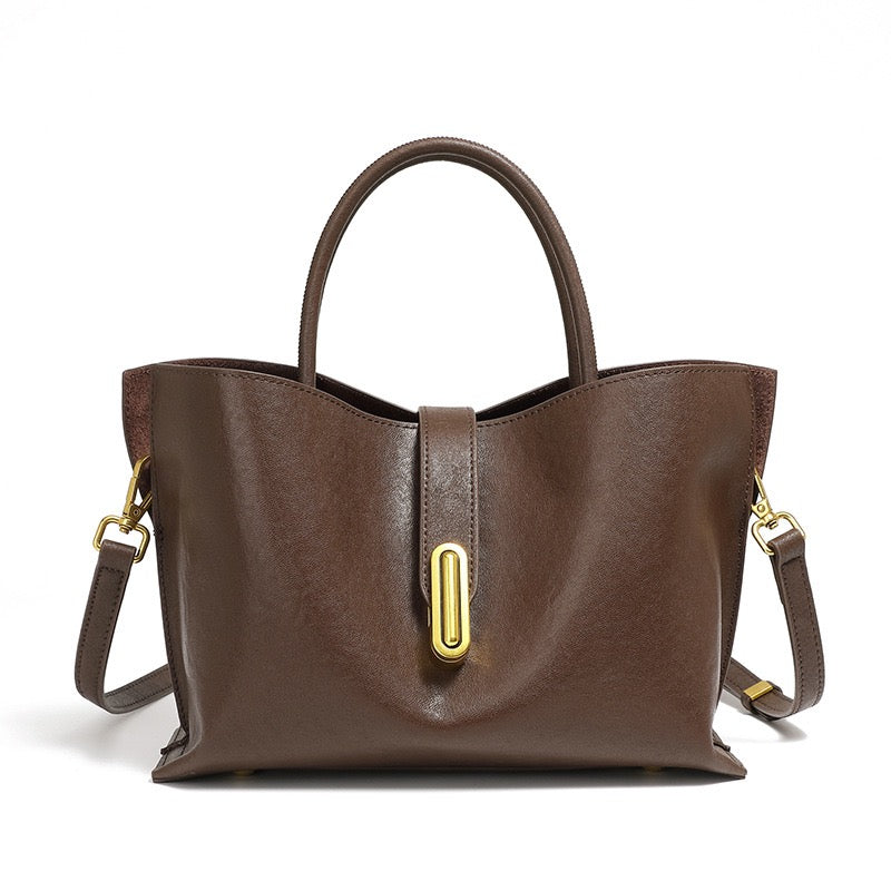 Genuine Cowhide Niche Commuter Crossbody Tote for the Elegant Woman