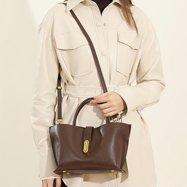 Genuine Cowhide Niche Commuter Crossbody Tote for the Elegant Woman