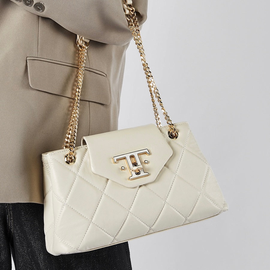 Chic Genuine Leather Chain Shoulder Crossbody Bag for Effortless Elegance