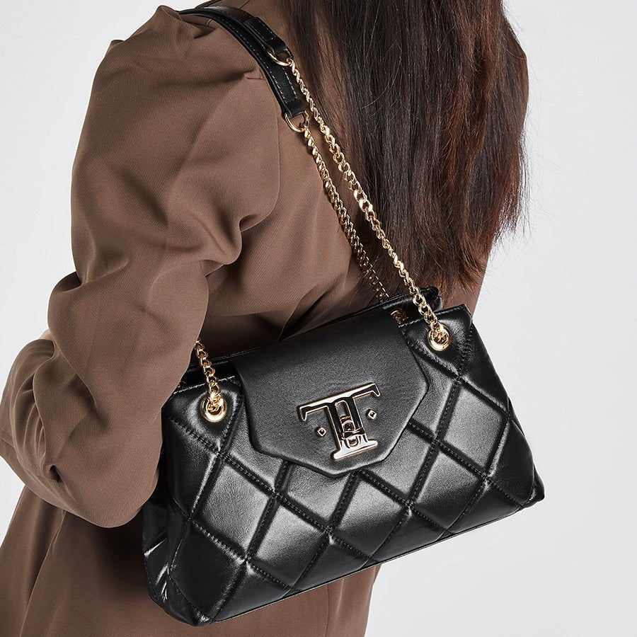 Chic Genuine Leather Chain Shoulder Crossbody Bag for Effortless Elegance