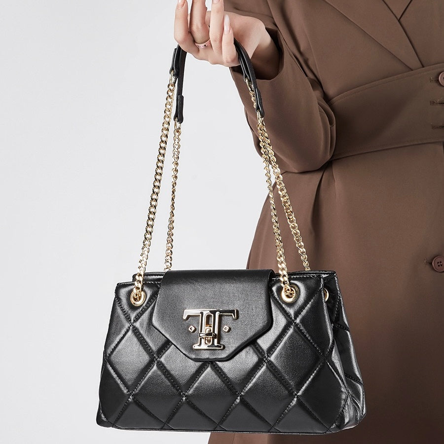 Chic Genuine Leather Chain Shoulder Crossbody Bag for Effortless Elegance