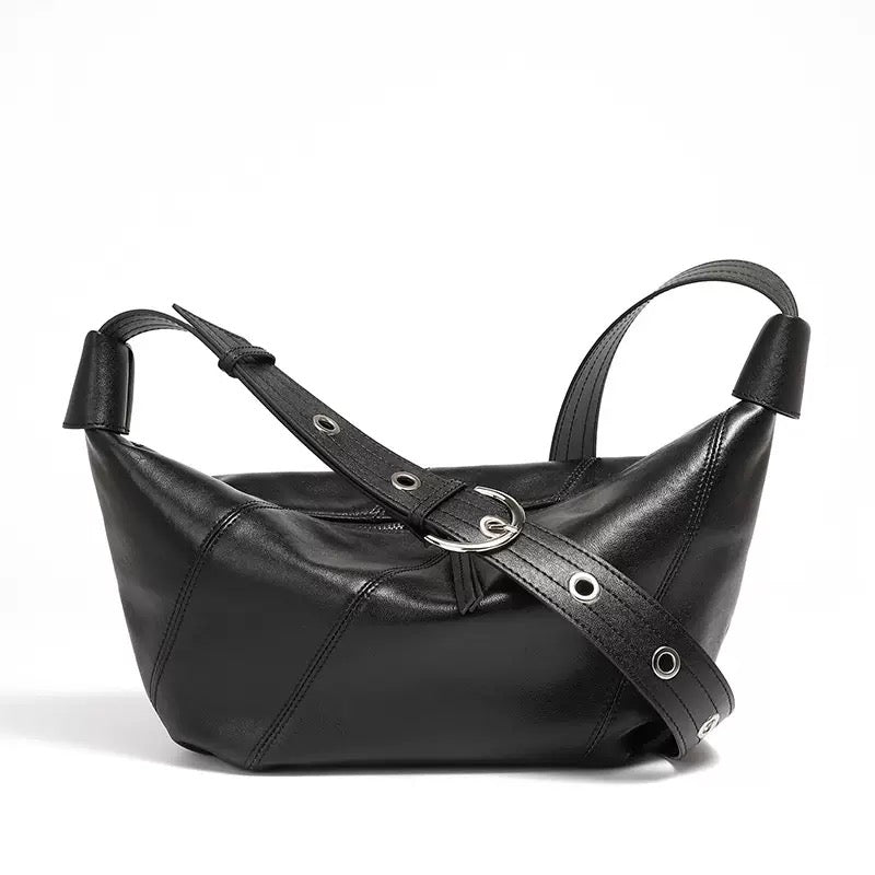 Opulent Genuine Leather Croissant Crossbody Dumpling Bag