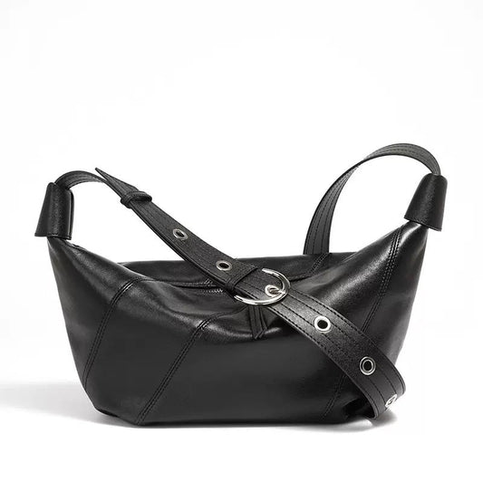 Opulent Genuine Leather Croissant Crossbody Dumpling Bag