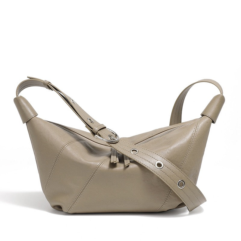 Opulent Genuine Leather Croissant Crossbody Dumpling Bag