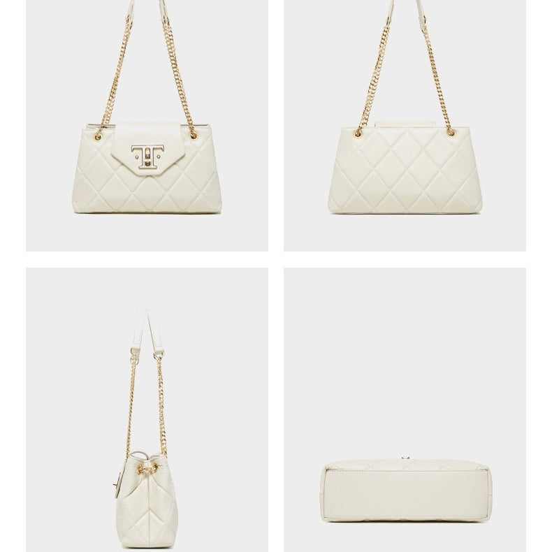 Chic Genuine Leather Chain Shoulder Crossbody Bag for Effortless Elegance