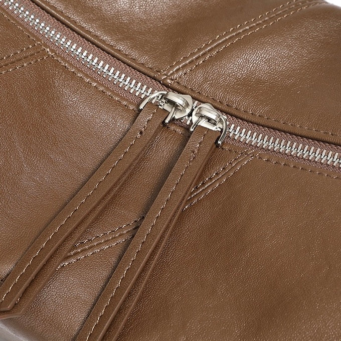 Opulent Genuine Leather Croissant Crossbody Dumpling Bag