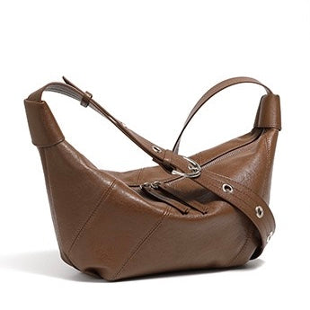 Opulent Genuine Leather Croissant Crossbody Dumpling Bag