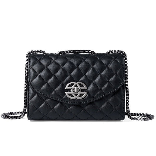 Chic Premium Top-Grain Leather Crossbody Bag with Chain Strap