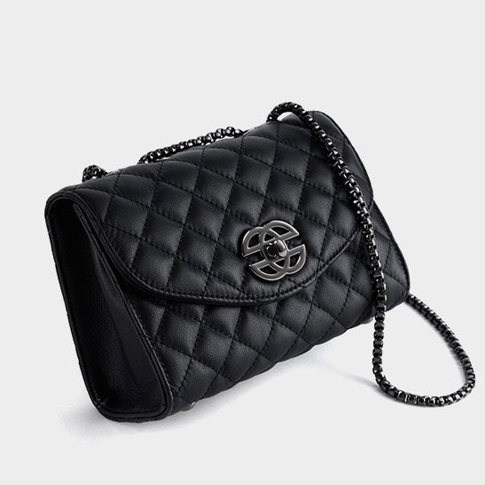 Chic Premium Top-Grain Leather Crossbody Bag with Chain Strap