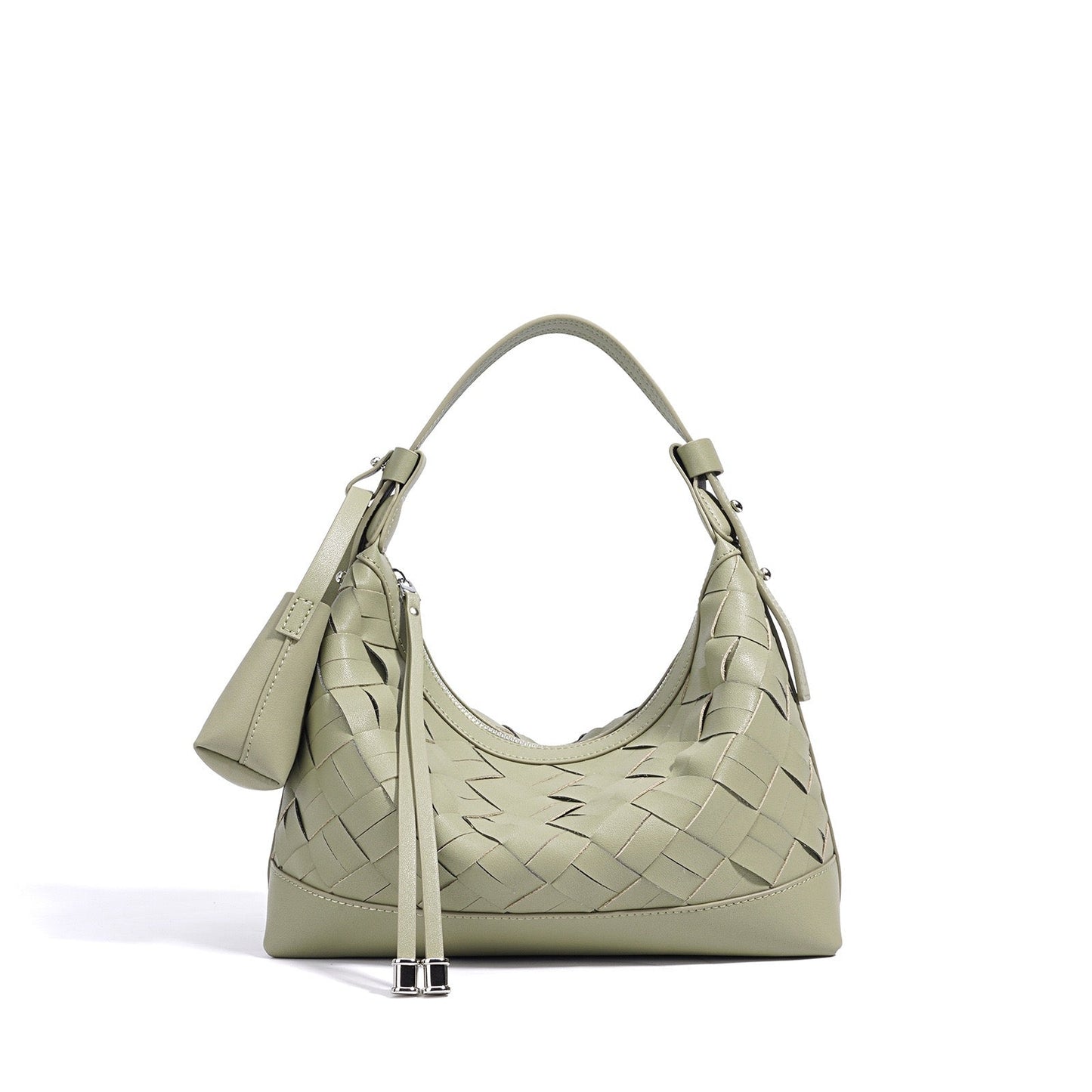 Woven Dumpling Shoulder & Crossbody Bag in Genuine Leather