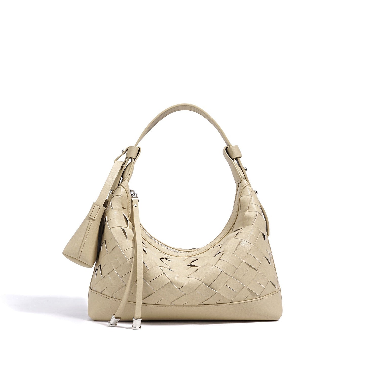 Woven Dumpling Shoulder & Crossbody Bag in Genuine Leather