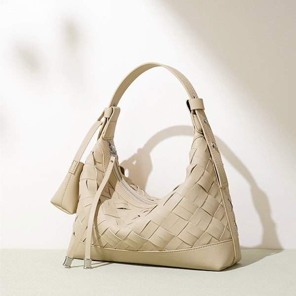 Woven Dumpling Shoulder & Crossbody Bag in Genuine Leather