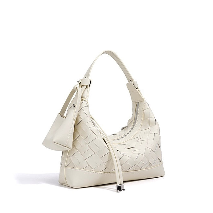 Woven Dumpling Shoulder & Crossbody Bag in Genuine Leather