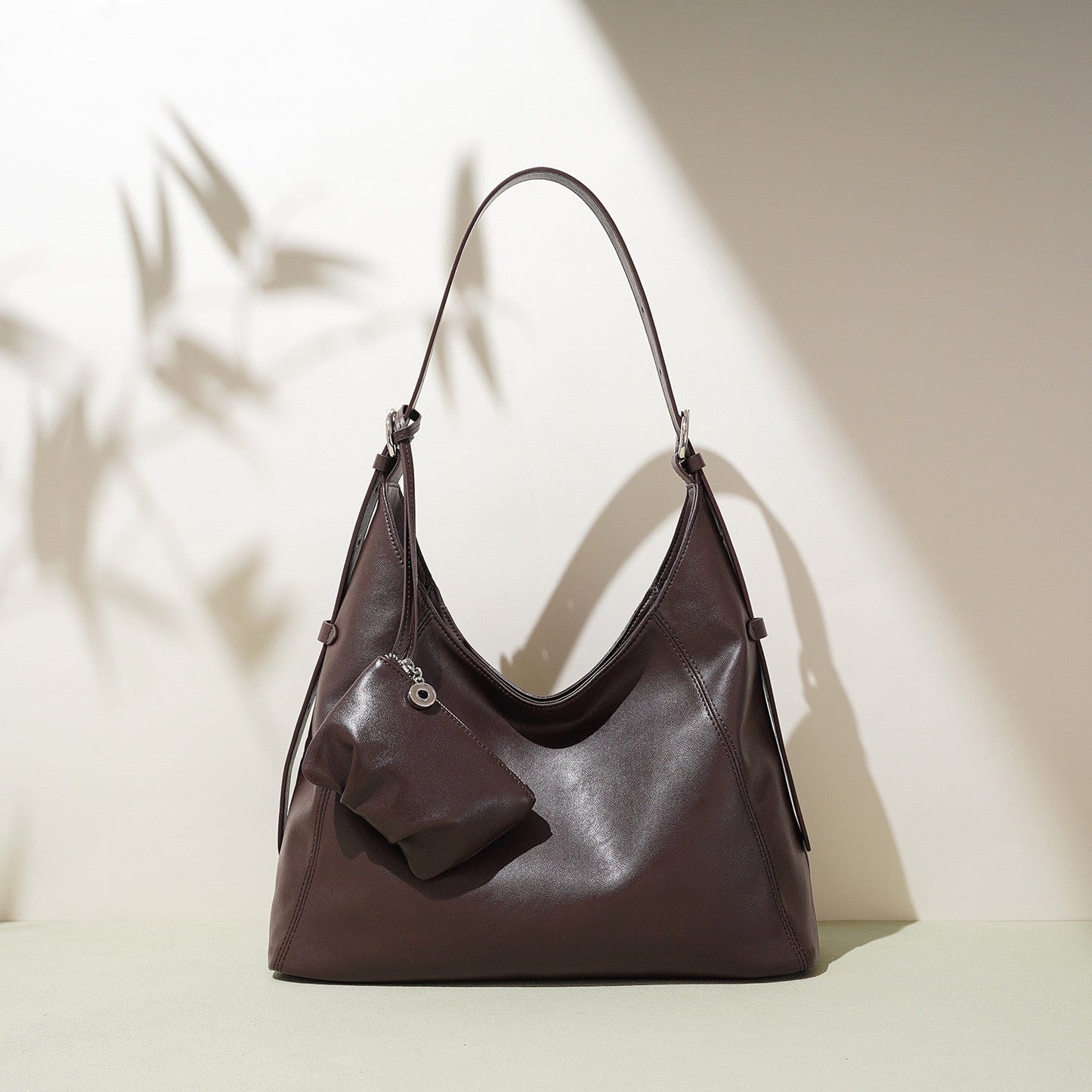 Genuine Leather Minimalist Slouchy Shoulder Bag