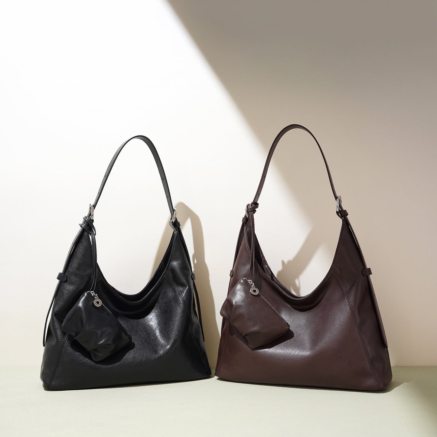 Genuine Leather Minimalist Slouchy Shoulder Bag