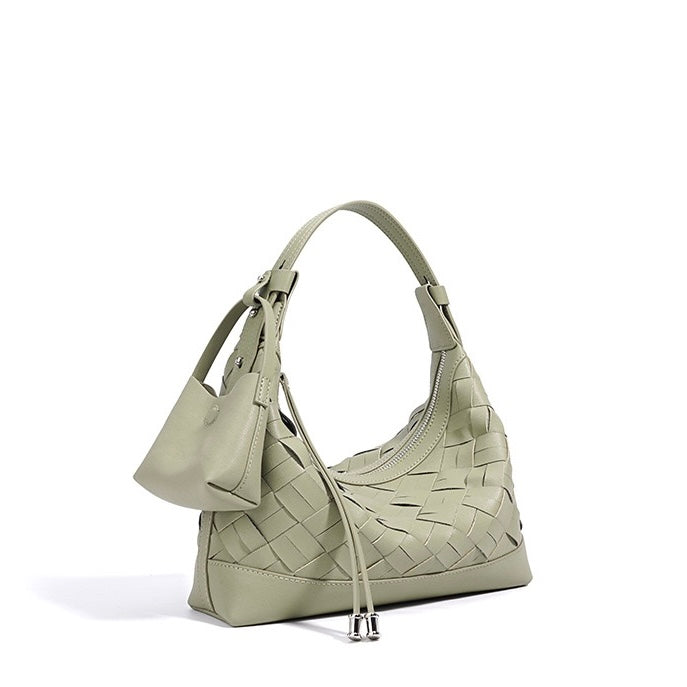 Woven Dumpling Shoulder & Crossbody Bag in Genuine Leather