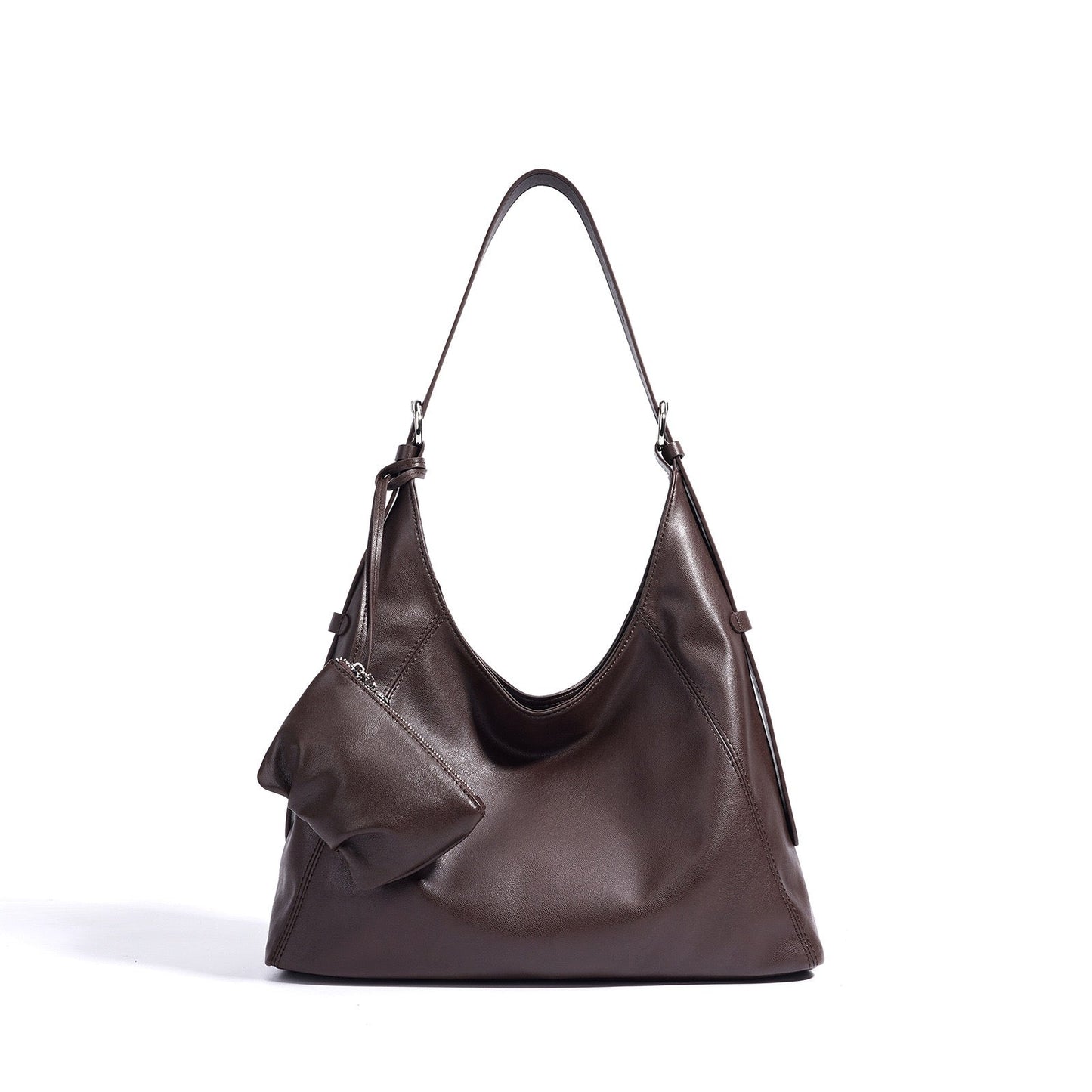 Genuine Leather Minimalist Slouchy Shoulder Bag