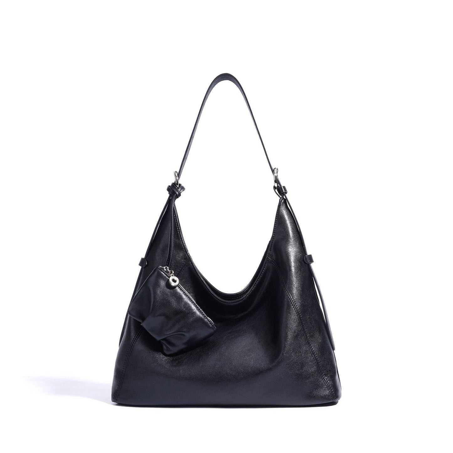 Genuine Leather Minimalist Slouchy Shoulder Bag