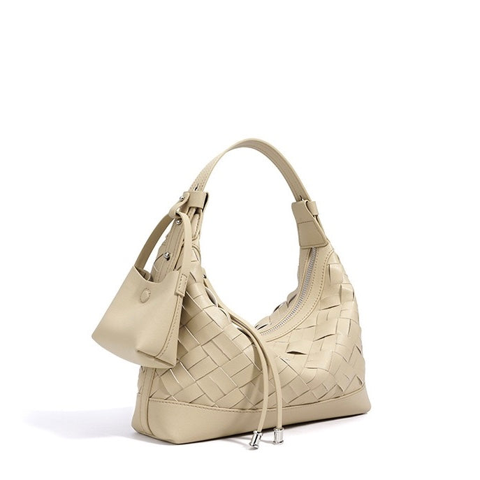 Woven Dumpling Shoulder & Crossbody Bag in Genuine Leather