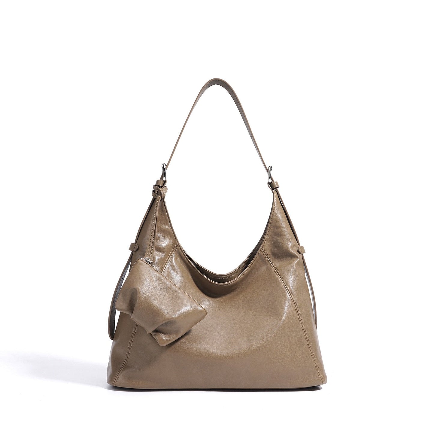 Genuine Leather Minimalist Slouchy Shoulder Bag