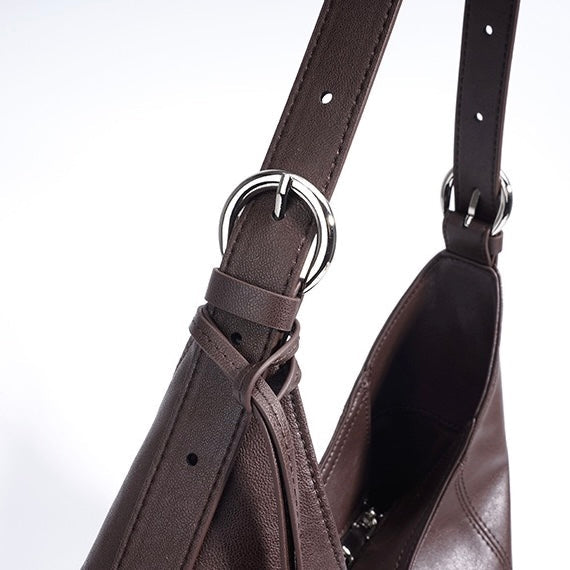 Genuine Leather Minimalist Slouchy Shoulder Bag