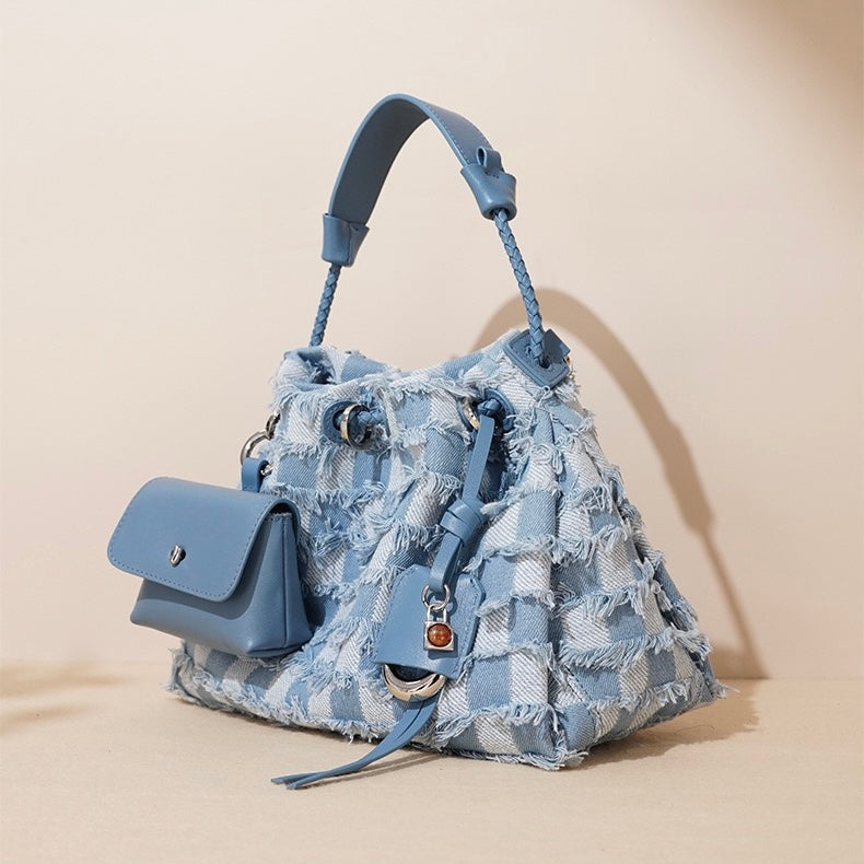 Women's Luxe Leather & Denim Colorblock Crossbody Bag