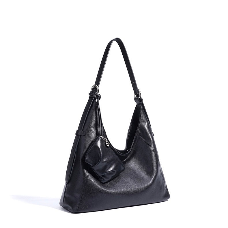 Genuine Leather Minimalist Slouchy Shoulder Bag