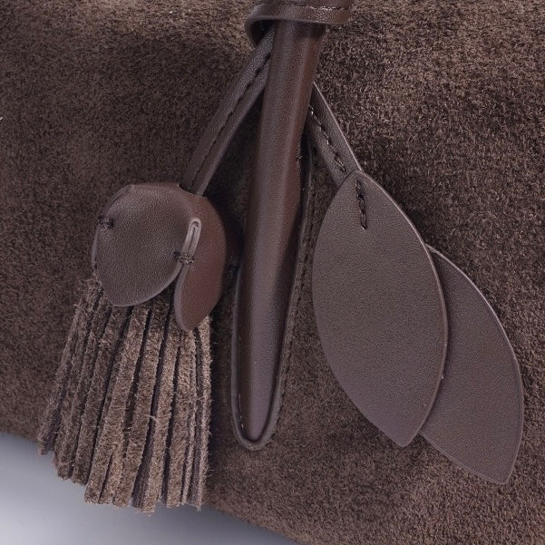 Matte Luxe Leather Tassel Pendant Shoulder Bag