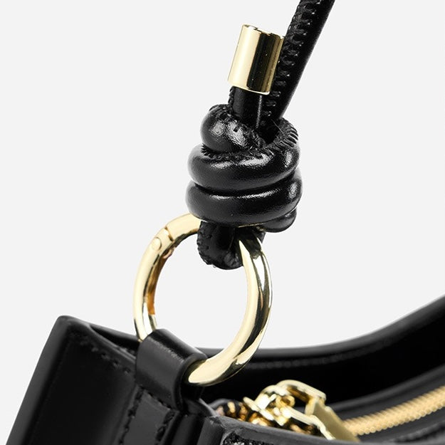 Elegant Genuine Leather Underarm Baguette Bag