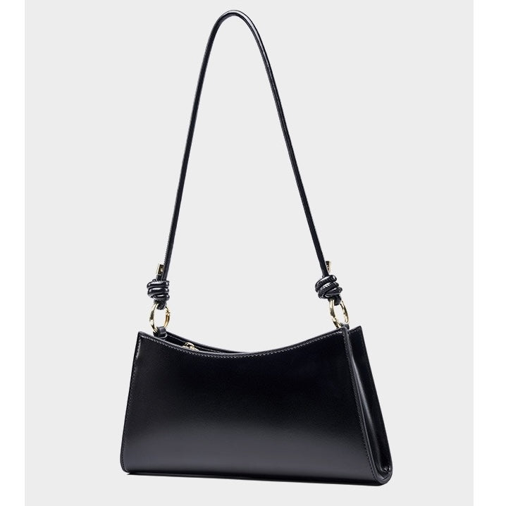 Elegant Genuine Leather Underarm Baguette Bag