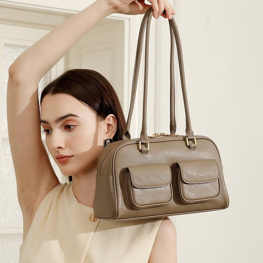 Timeless Vintage Leather Bowling Bag for Women