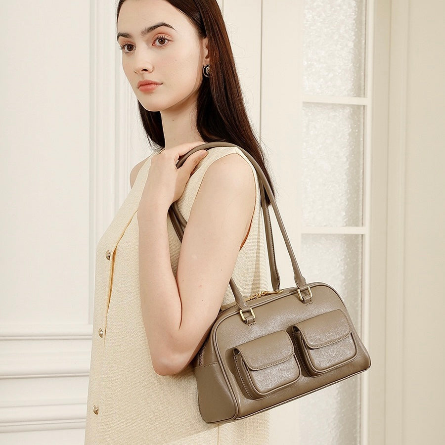 Timeless Vintage Leather Bowling Bag for Women