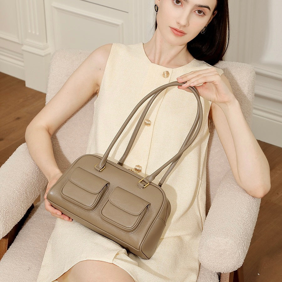 Timeless Vintage Leather Bowling Bag for Women