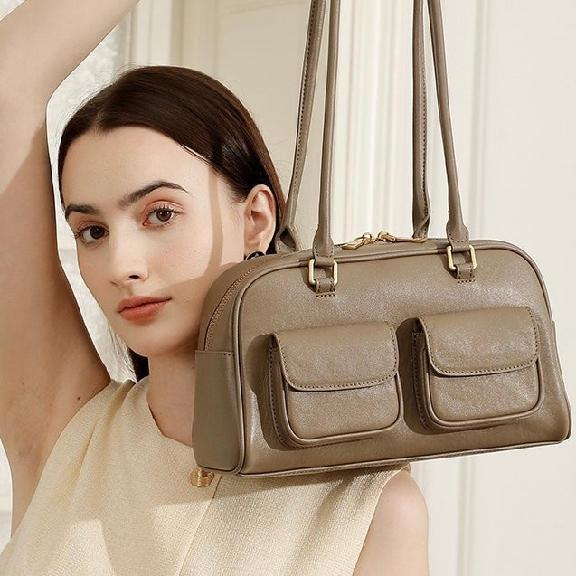 Timeless Vintage Leather Bowling Bag for Women