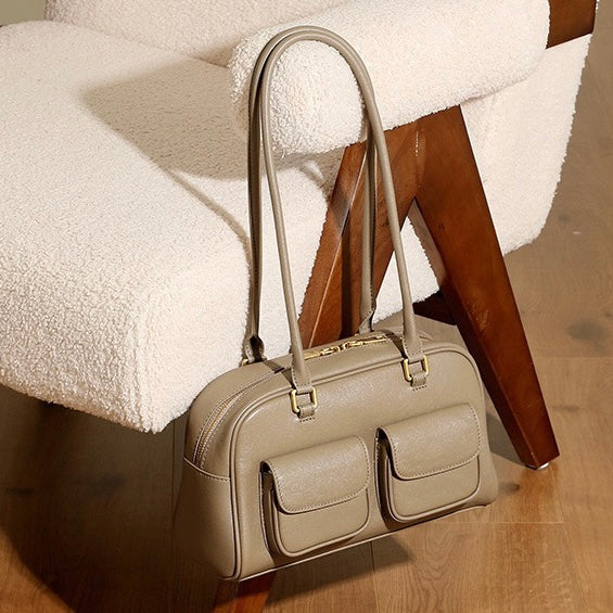 Timeless Vintage Leather Bowling Bag for Women